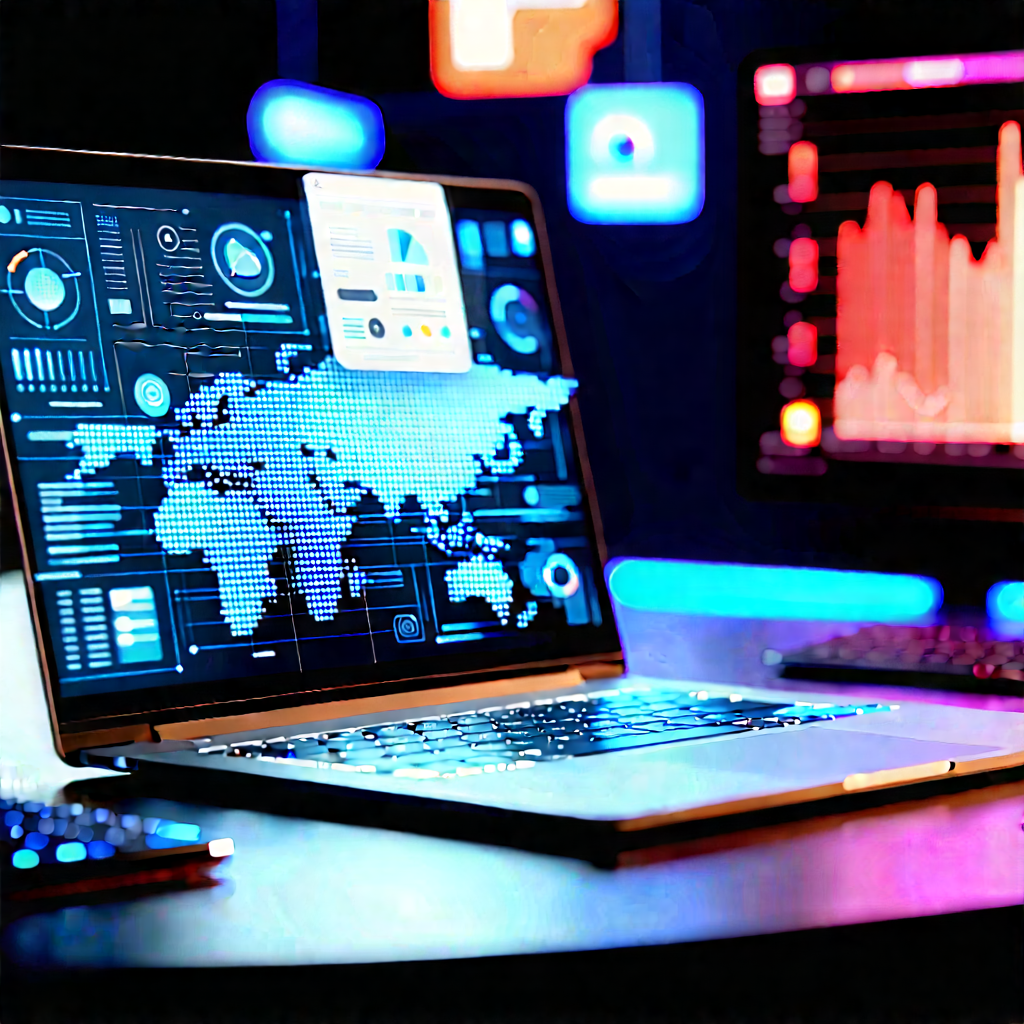 Laptop with data visualization