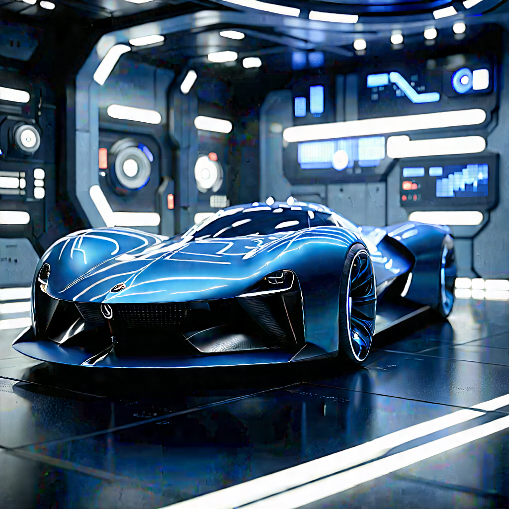 Automotive Technology In Research Center With Blue Sports
