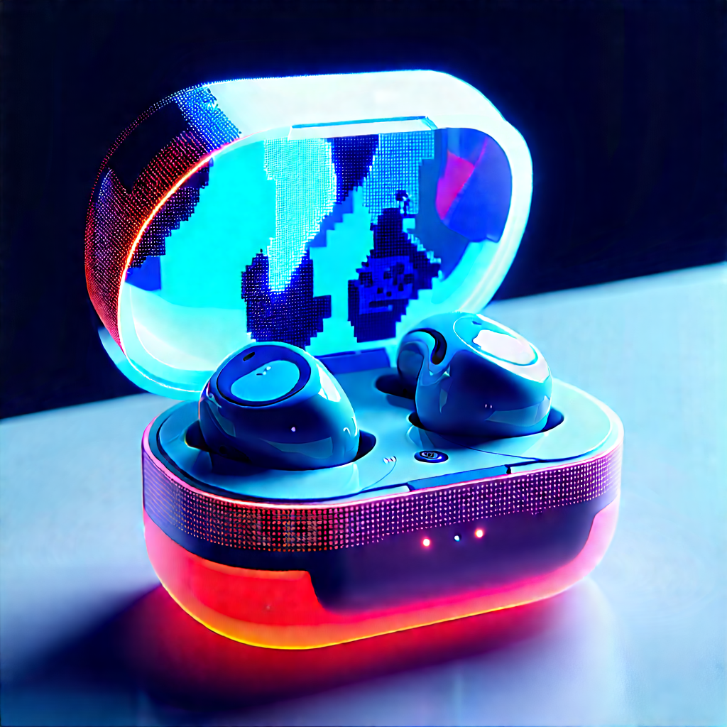 Wireless Earbuds With Data Visualization With Pair Blue