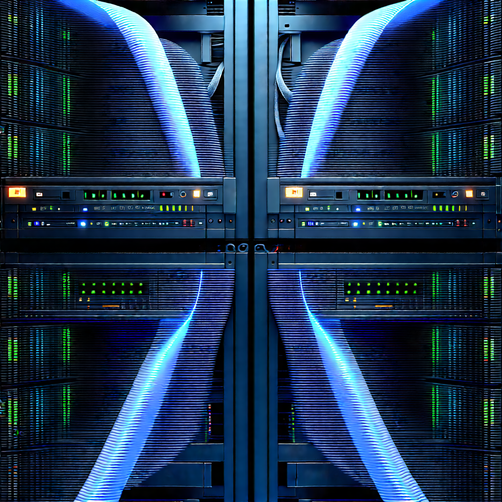 Server rack with data streams