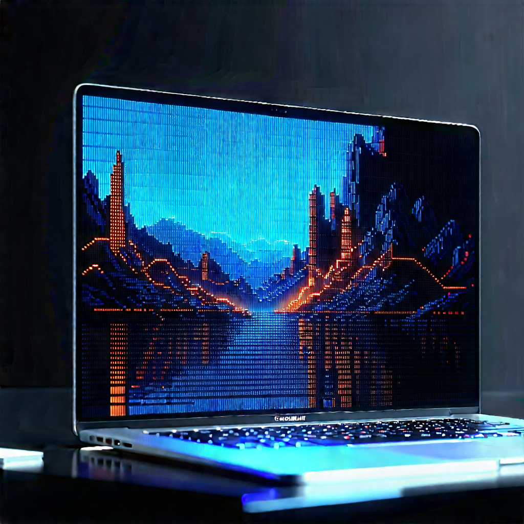 Laptop With Data Visualization With Laptop Computer