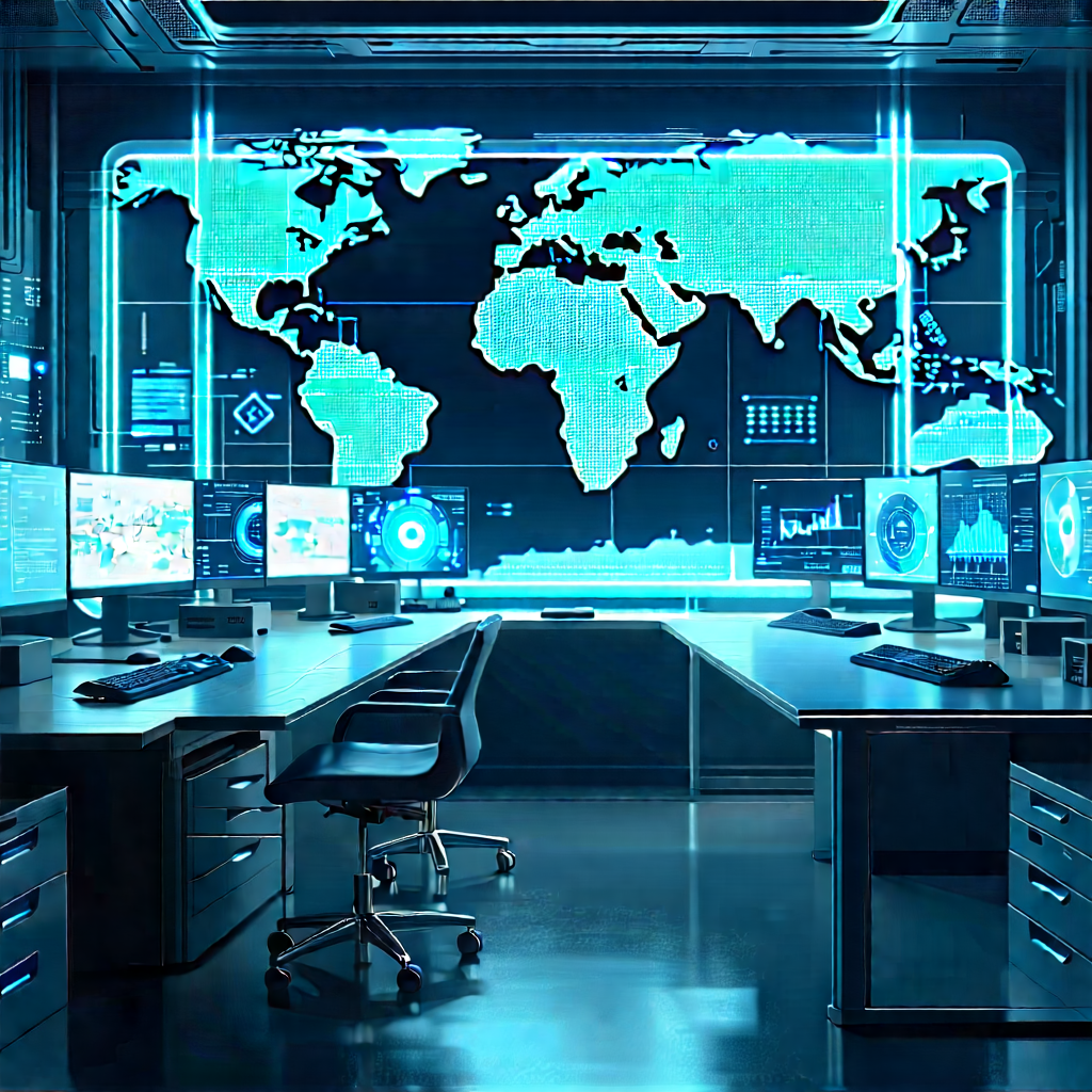 Futuristic Digital Workspace With Image, There