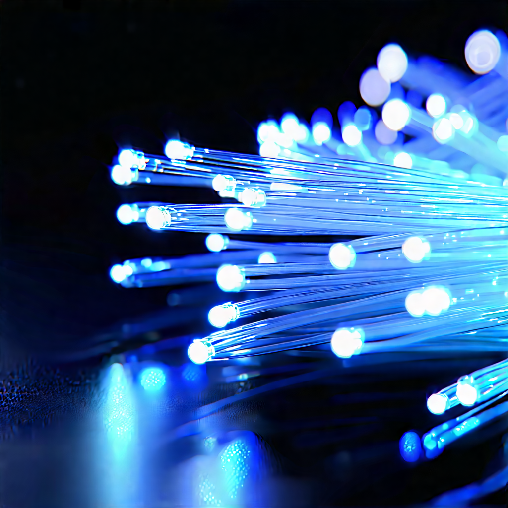 Close-up Of Fiber Optic Cables With Close-up Blue