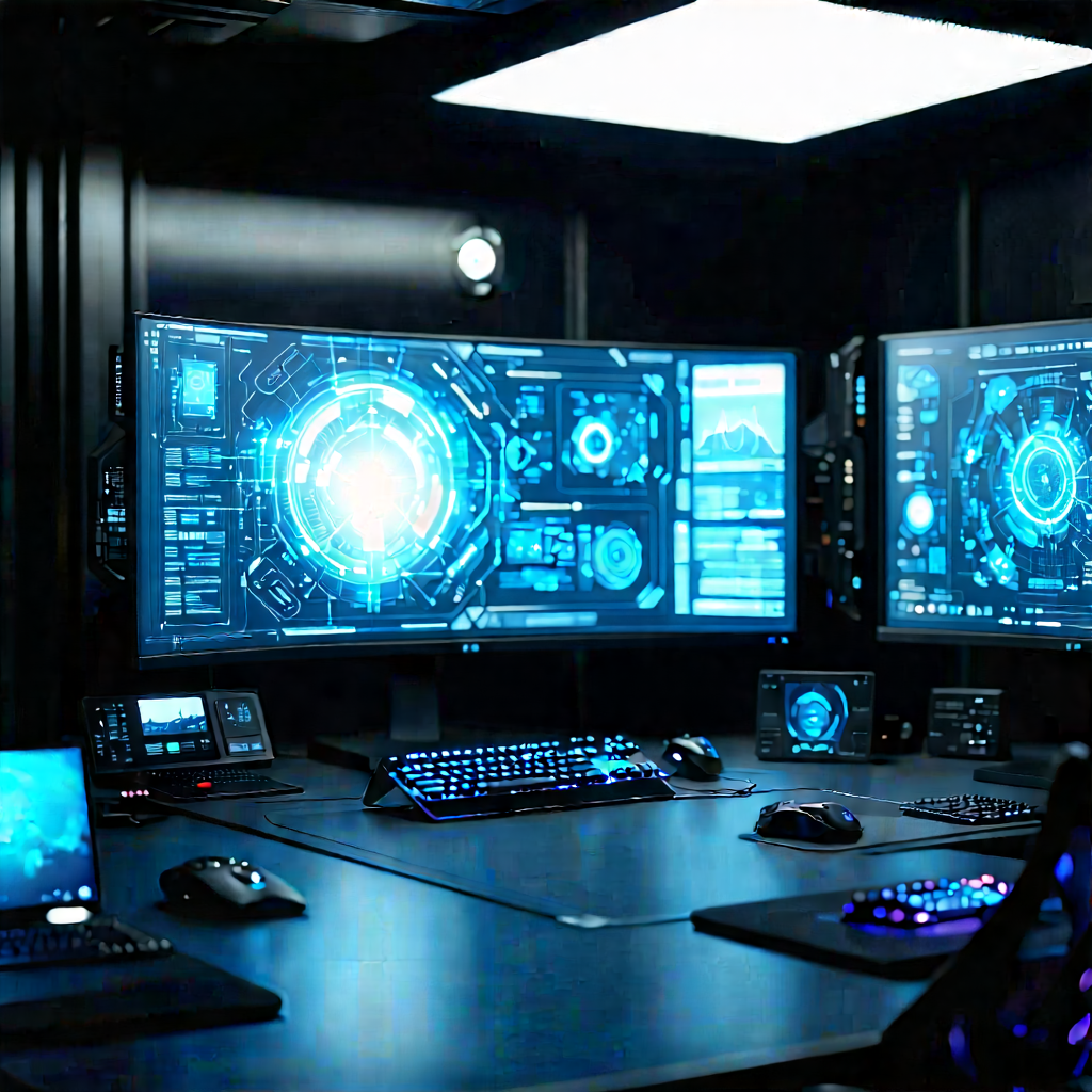Futuristic digital workspace