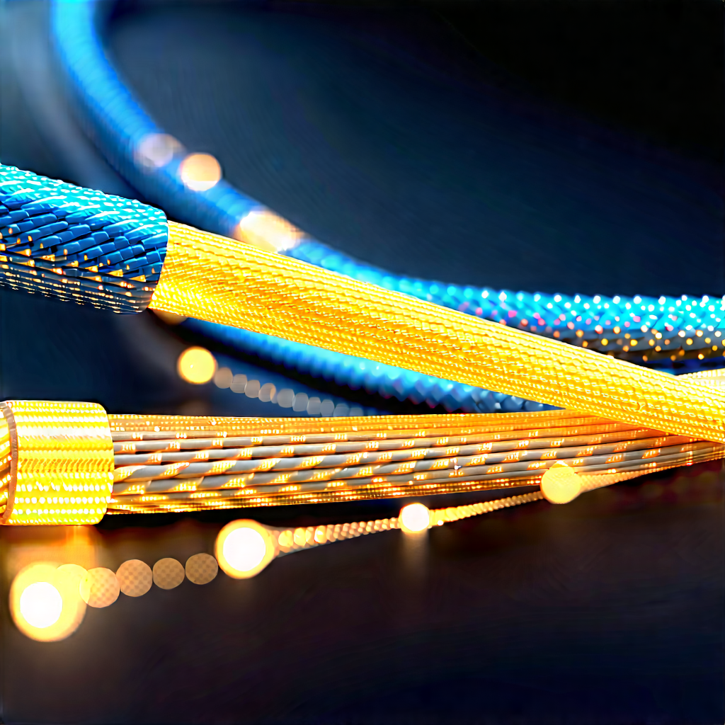 Close-up Of Fiber Optic Cables With Image