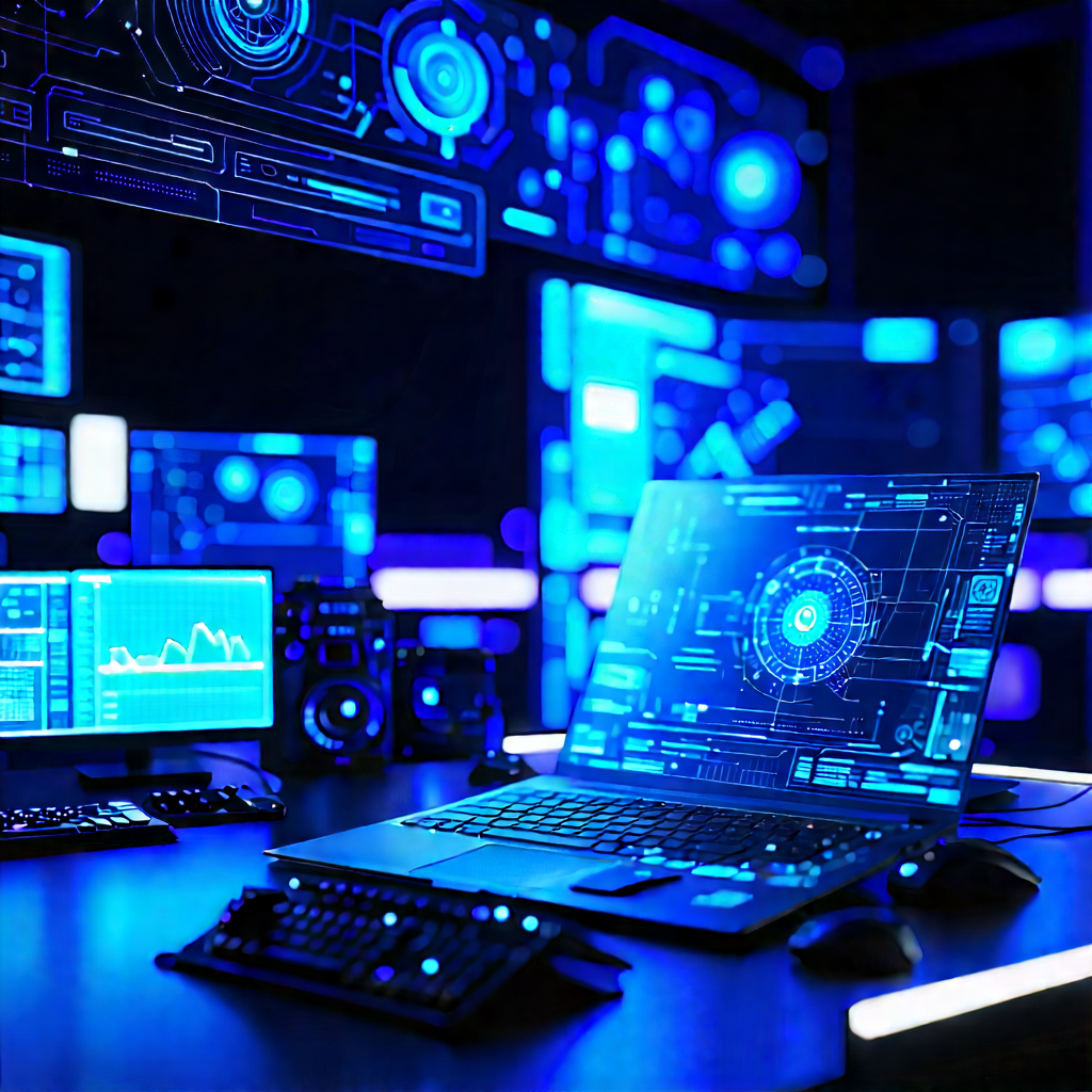 Futuristic digital workspace