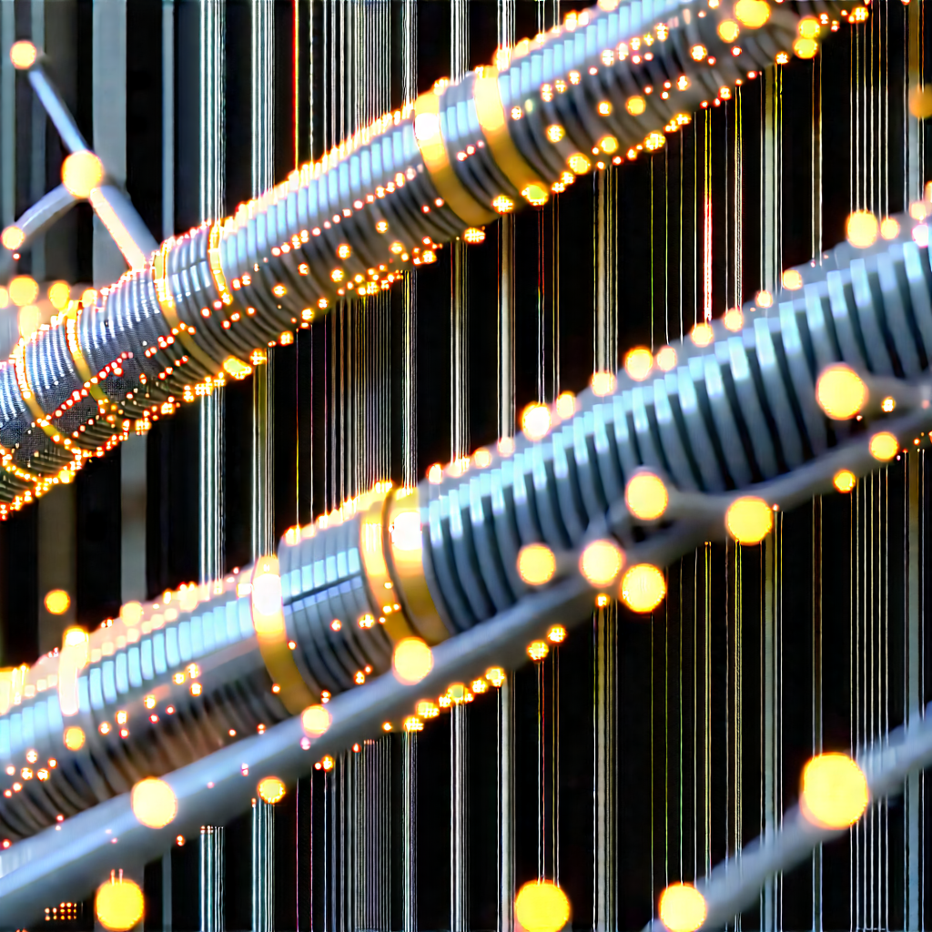 Close-up of fiber optic cables