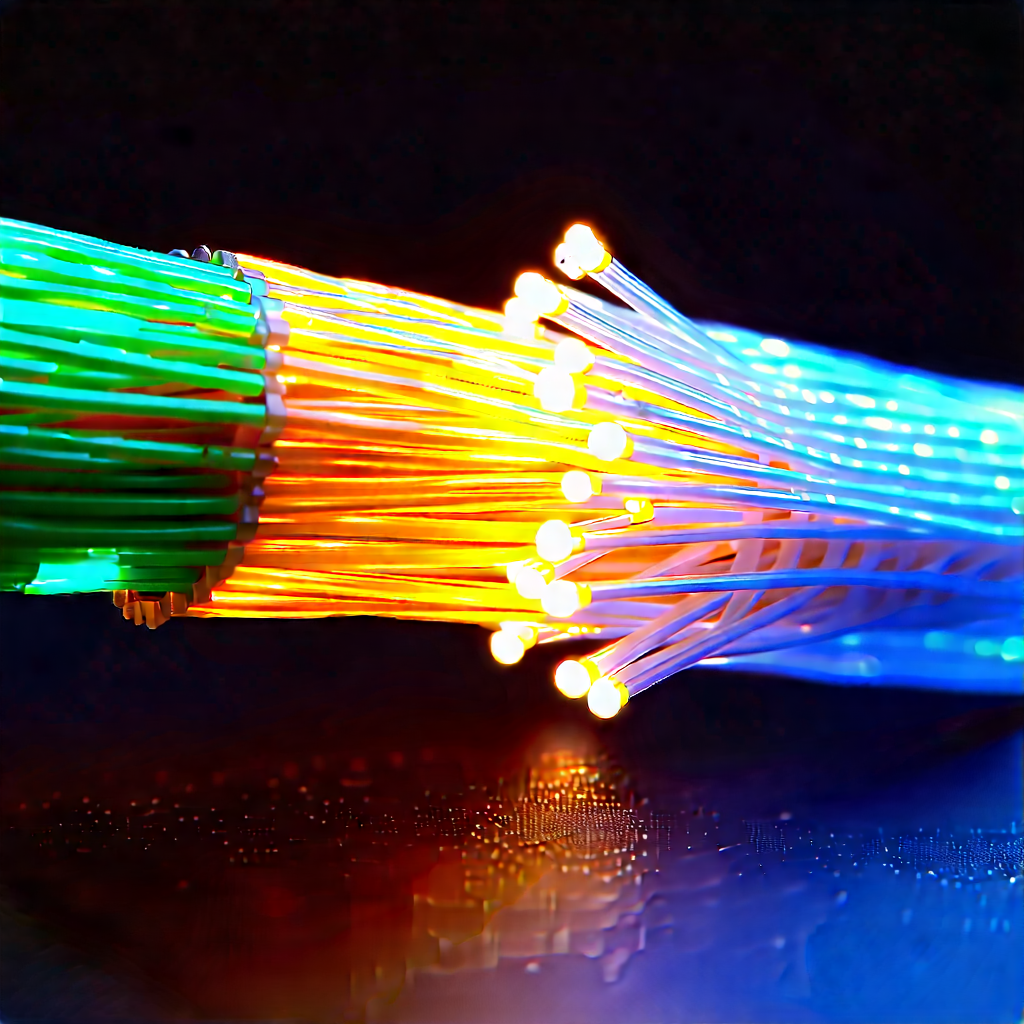 Close-up Of Fiber Optic Cables With Close-up Bundle