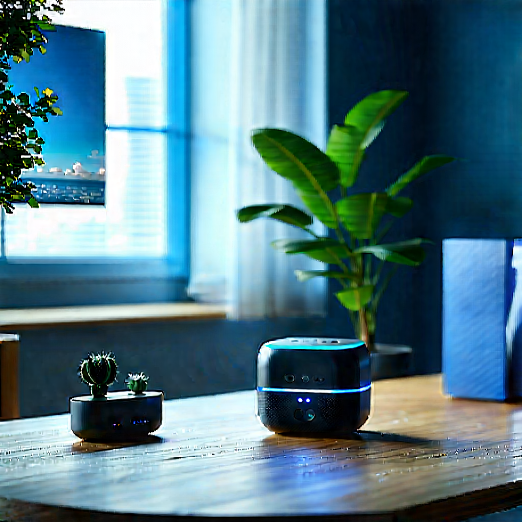 Smart Home Device With User Interface With Wooden Table