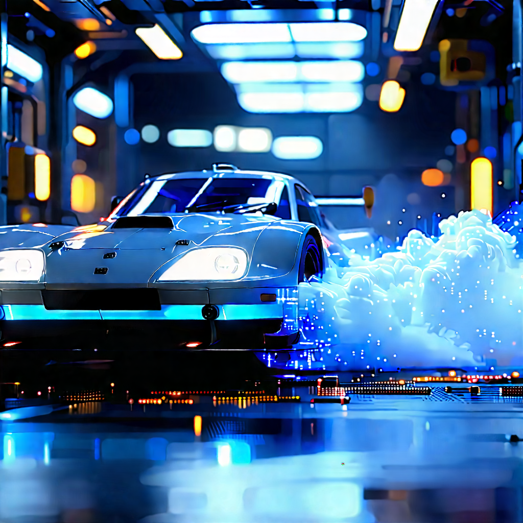 Automotive Technology In Modern Laboratory With White Sports