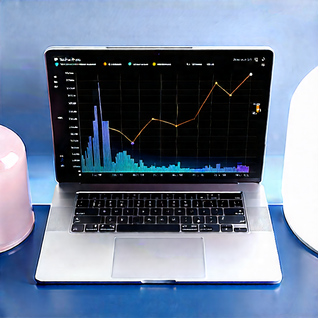 Laptop With Data Visualization With Laptop Computer