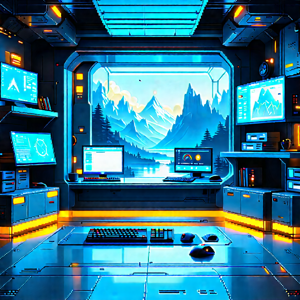 (futuristic:1.18) Tech Startup Office With Image, There