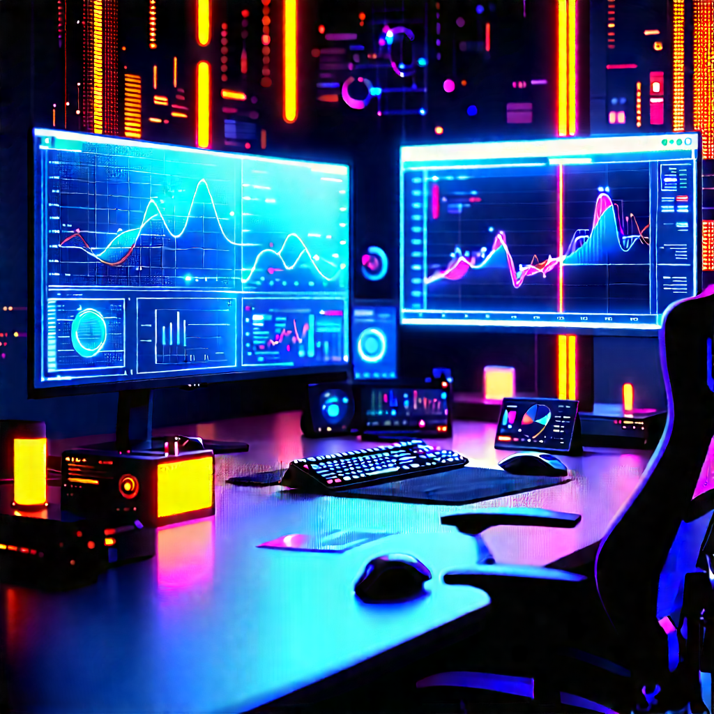 Futuristic digital workspace