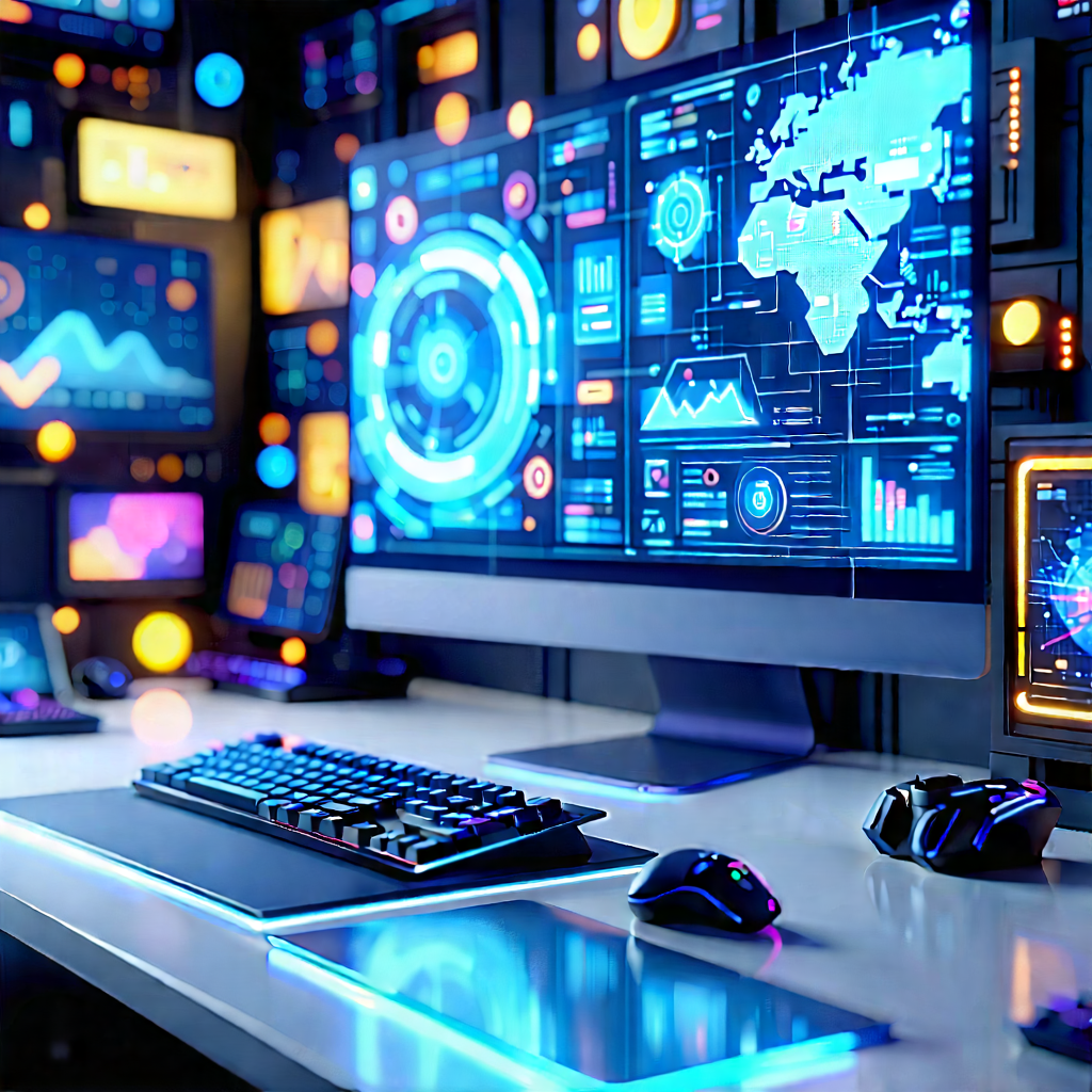 Futuristic digital workspace