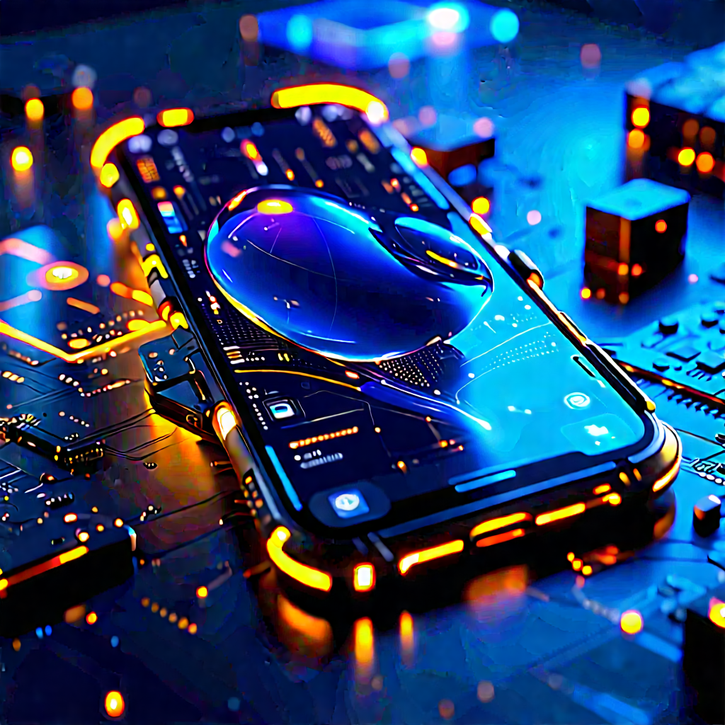 Smartphone With Glowing Screen With Cell Phone