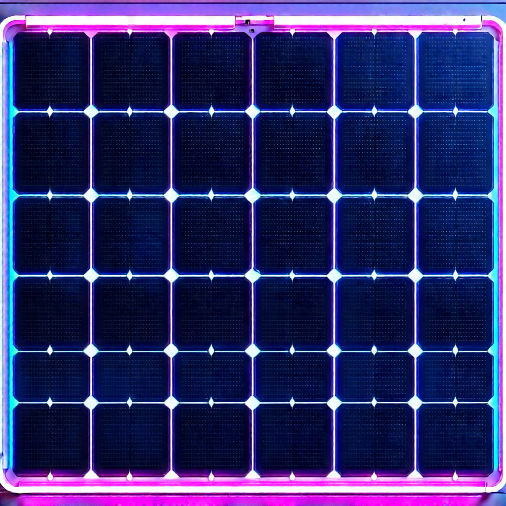Solar Panel With Neon Accents With Close-up Solar