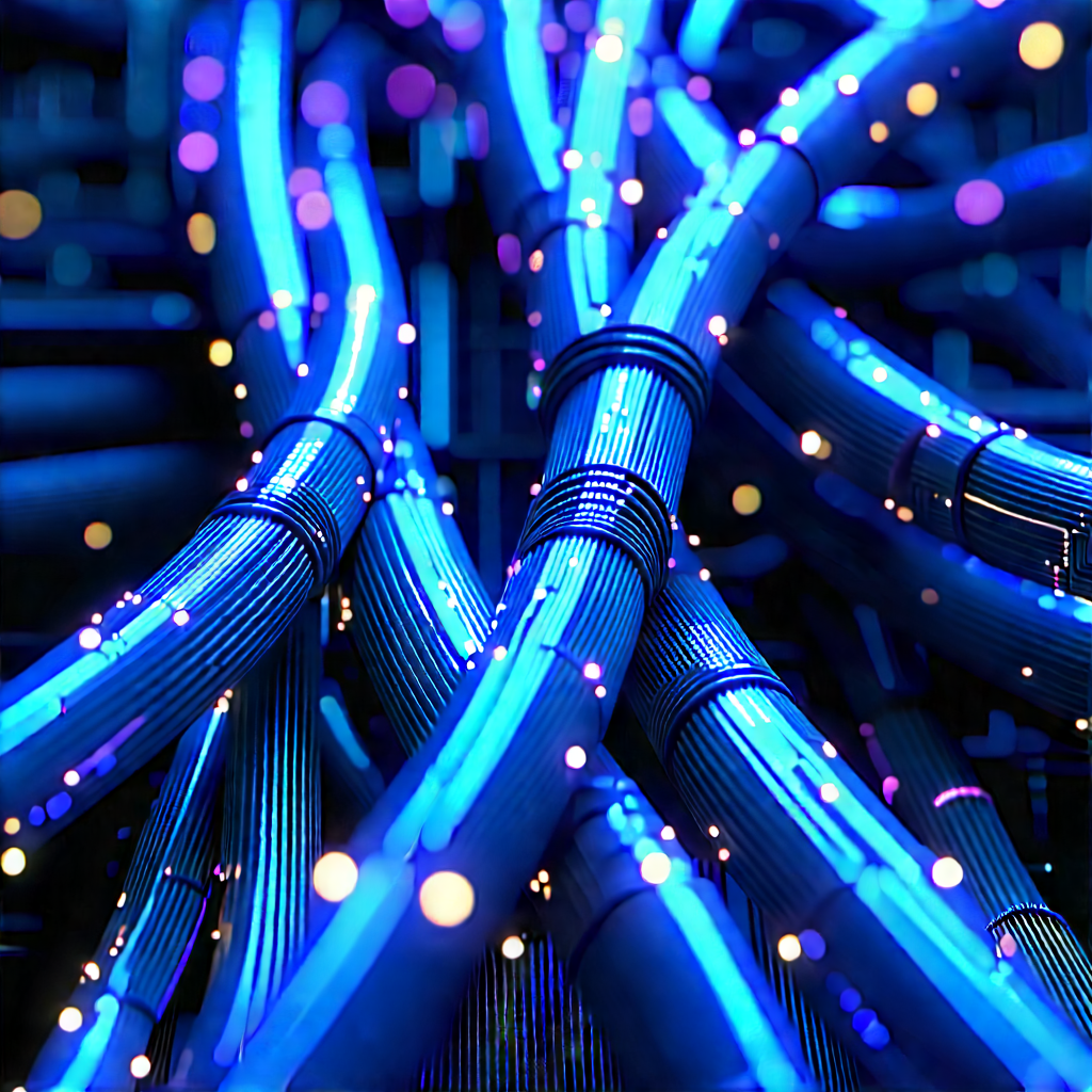 Close-up Of Fiber Optic Cables With Image, There