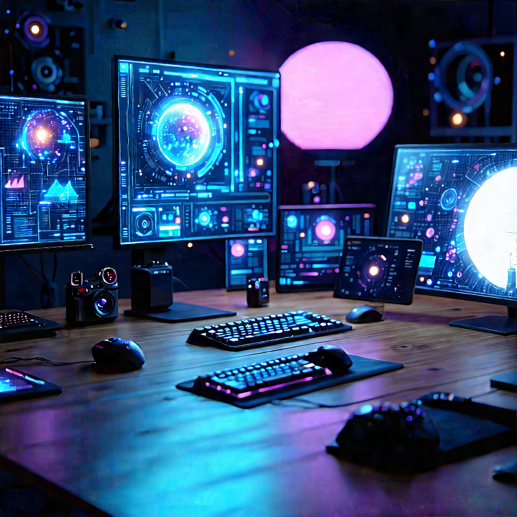 Futuristic digital workspace