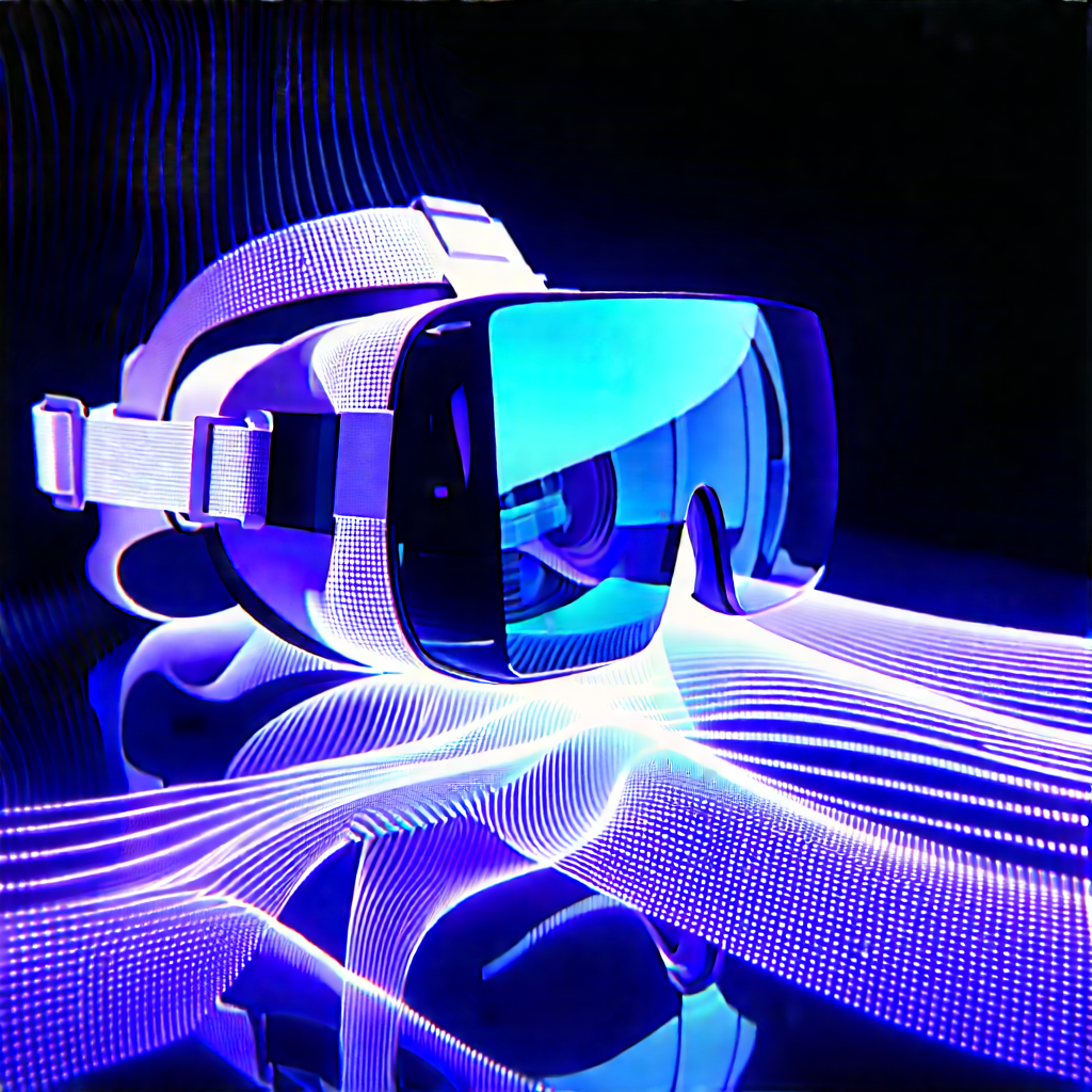 Vr Headset With Holographic Display With Pair Blue
