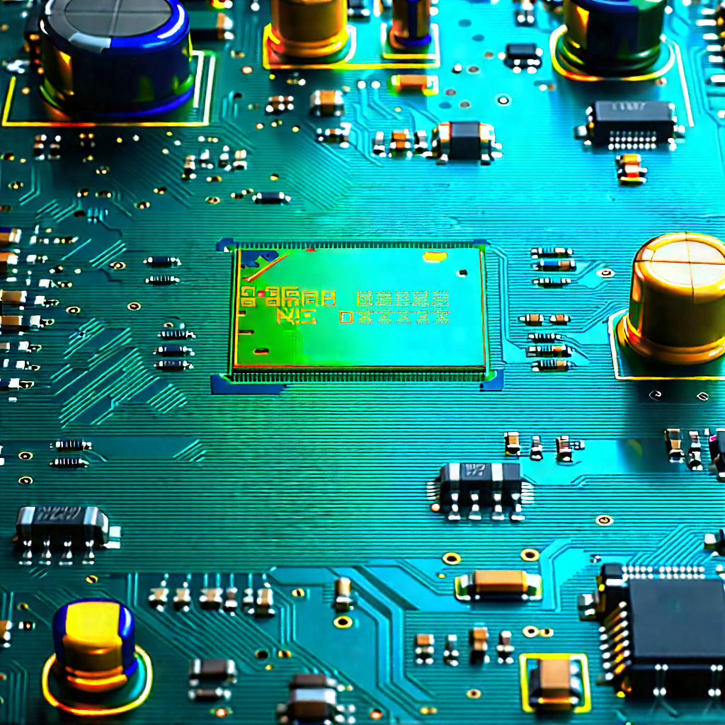 Circuit Board With Holographic Projection With Close-up Computer