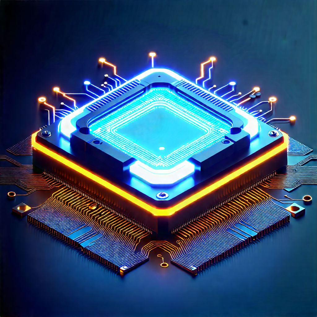 Microchip With Neon Accents With Image, There