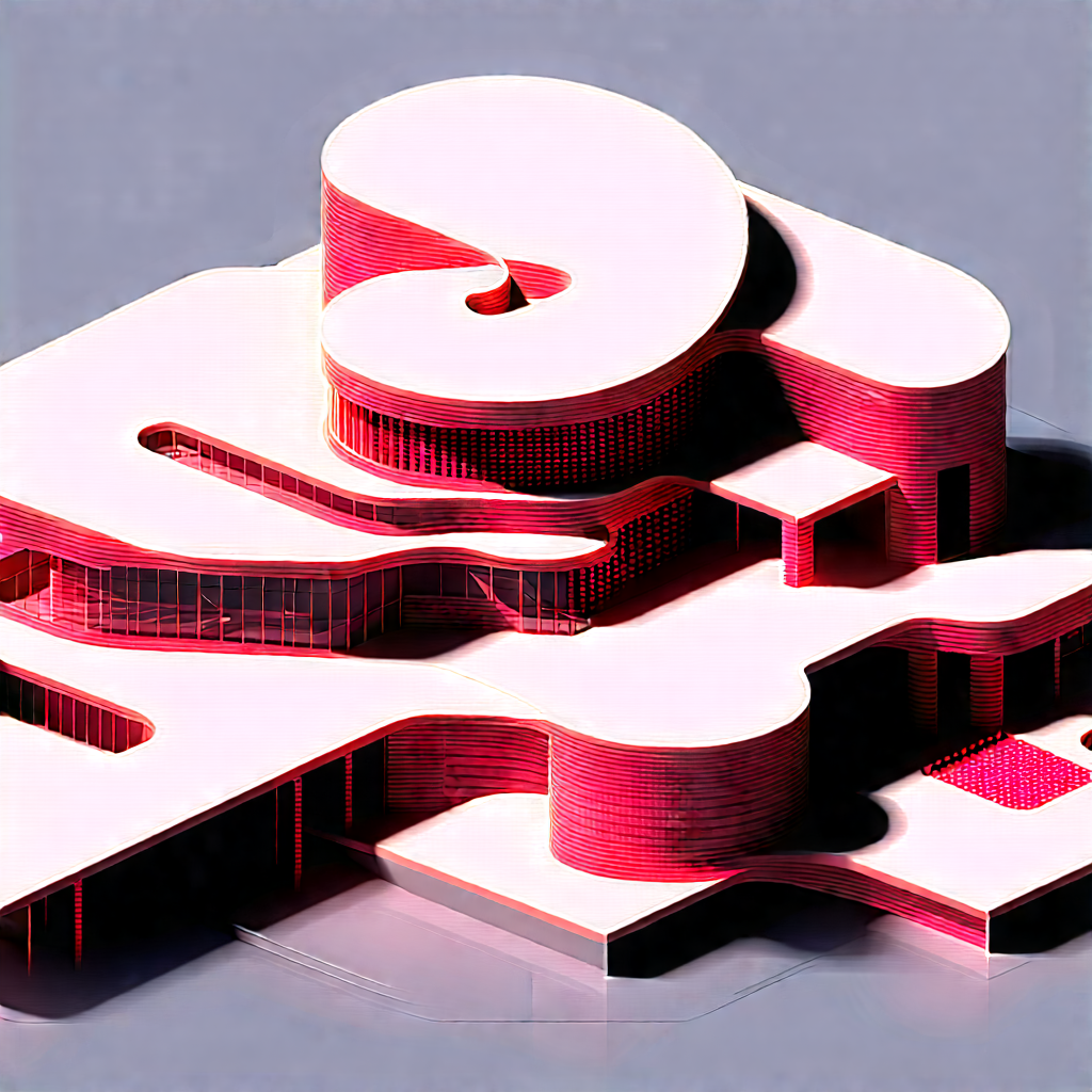 Futuristic Innovation Hub With Large, Red,