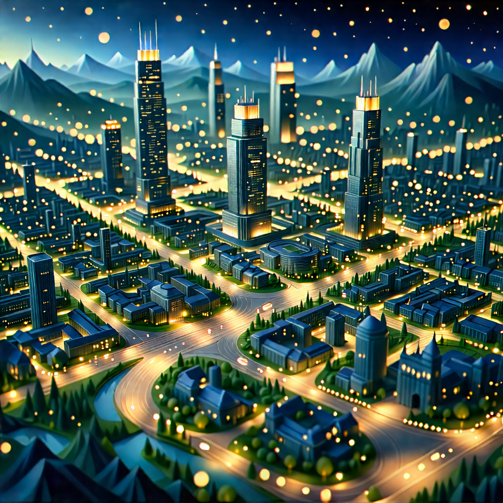 Digital Transformation Visualization With Nighttime Cityscape