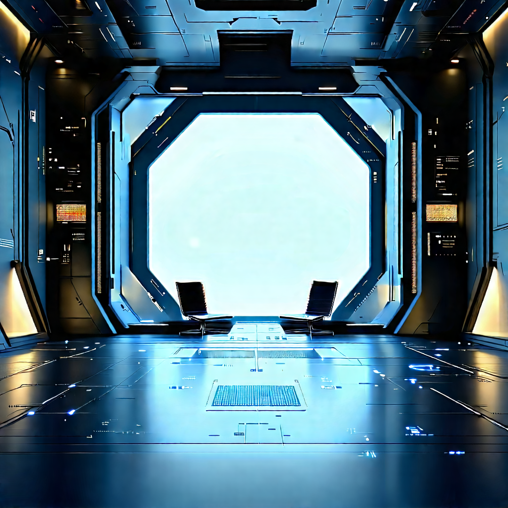 Futuristic (digital:1.37) workspace