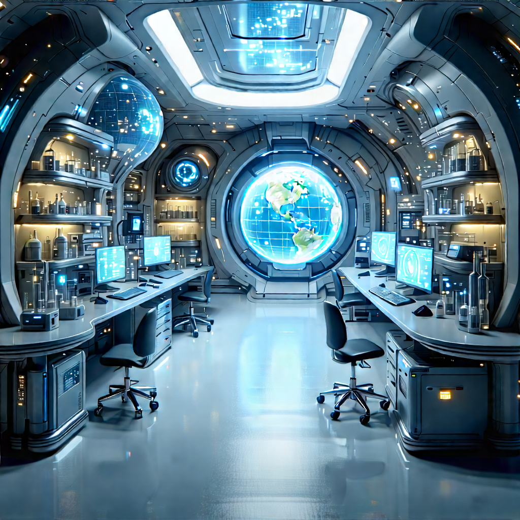 Futuristic Research Laboratory With Futuristic Setting,