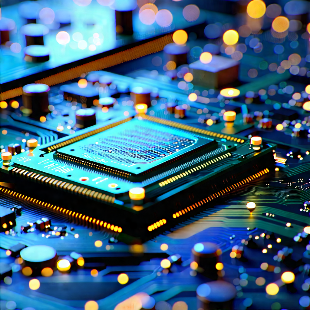 Close-up Of Electronic Circuit With Computer Chip