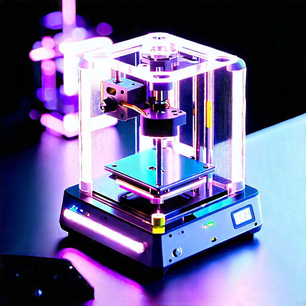 3d printer with neon accents