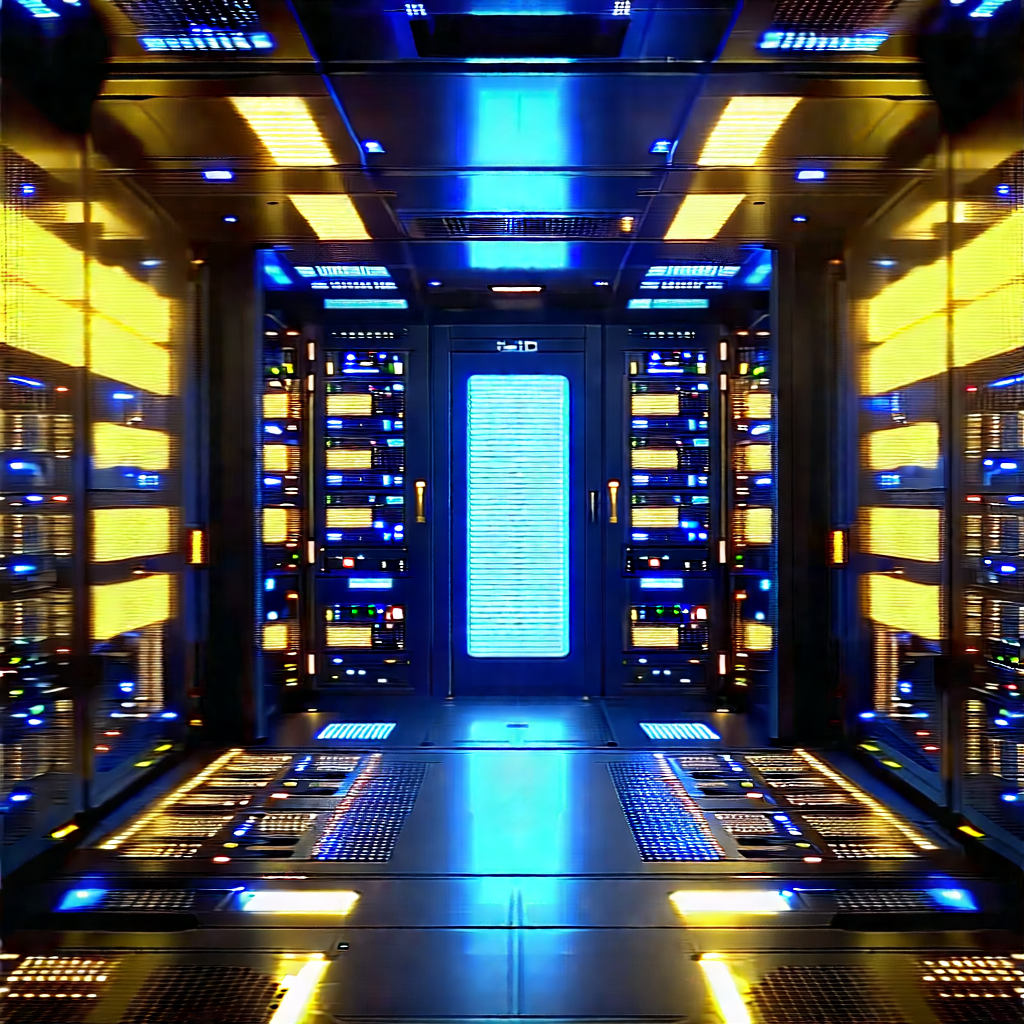 (futuristic:1.12) Server Room With Image, There