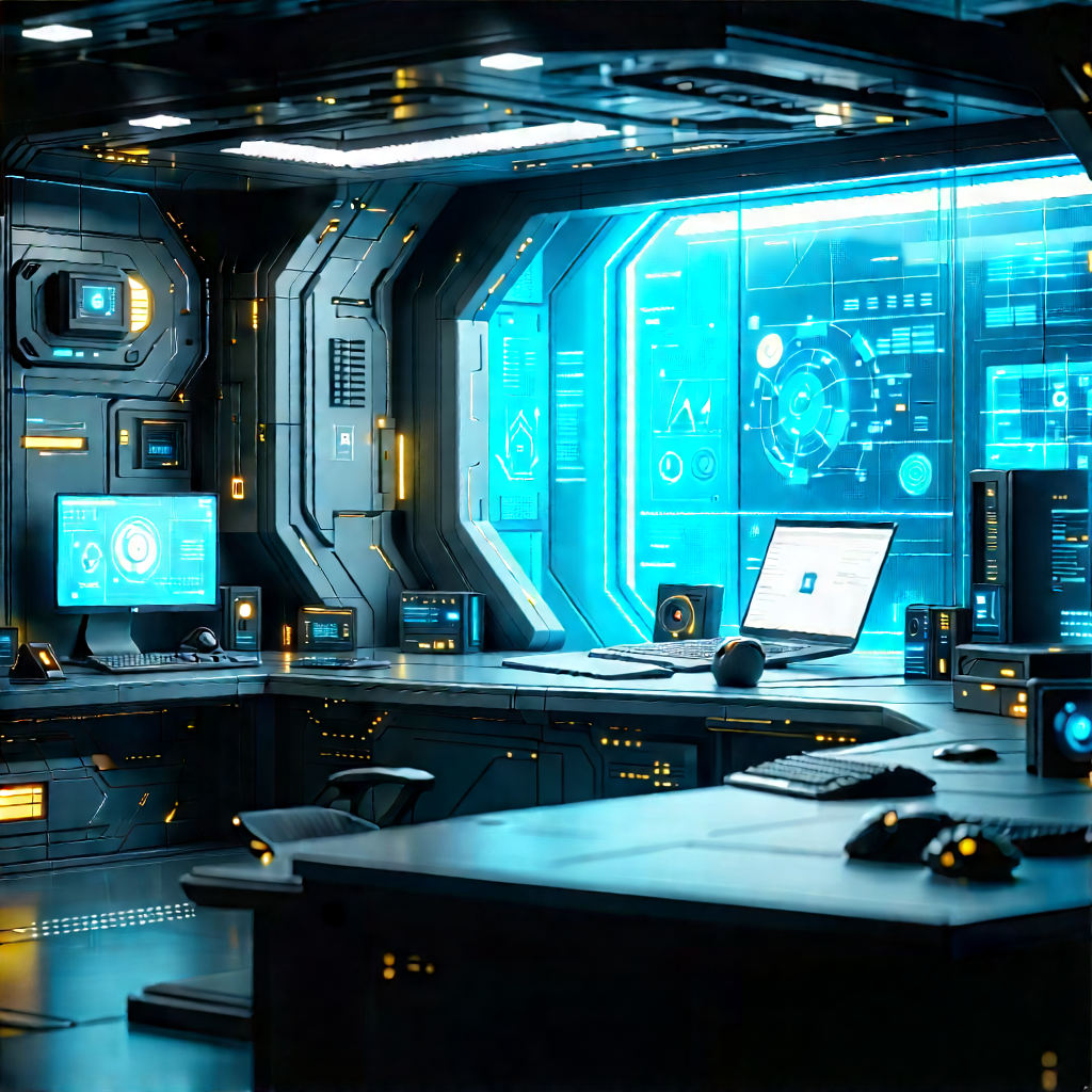 Futuristic Tech Startup Office With Futuristic Office,