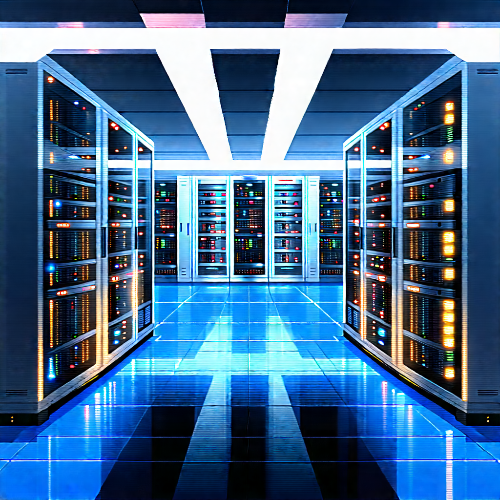 Futuristic Server Room With Image