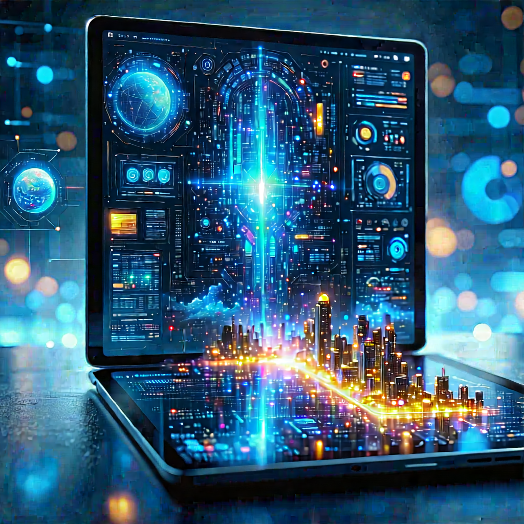 Tablet With Data Visualization With Laptop Computer