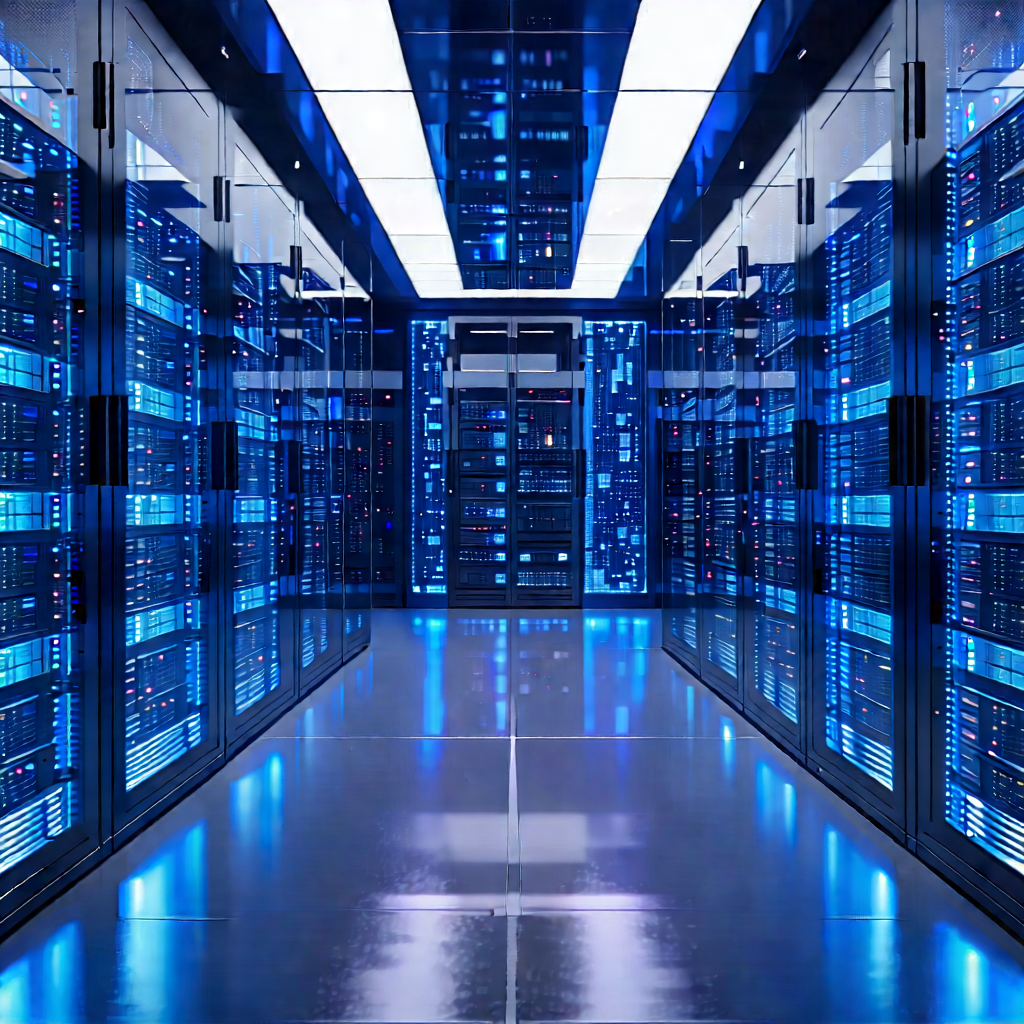 (futuristic:1.48) Server Room With Image, There