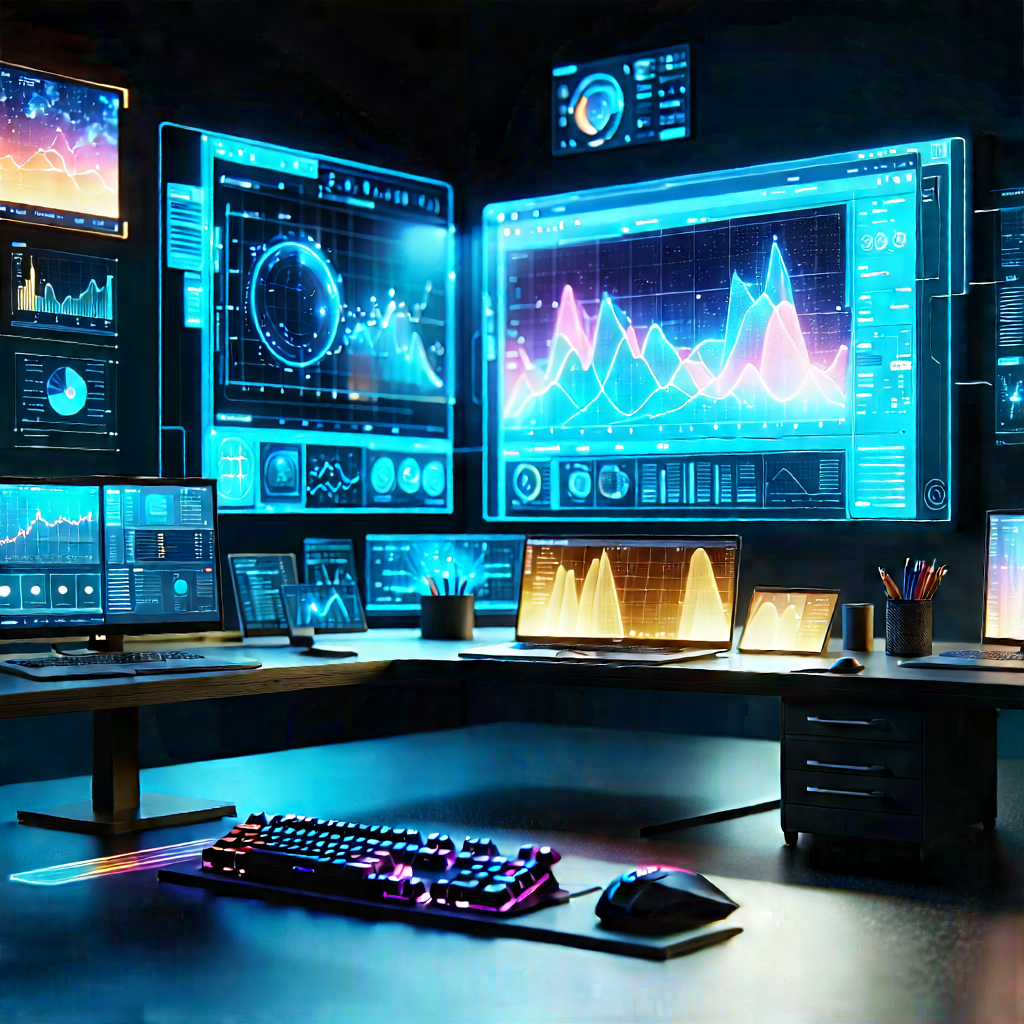 Educational Technology In Tech Office With Large Computer