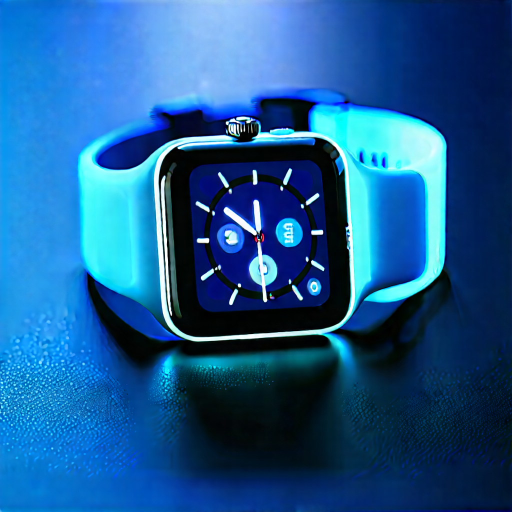 Smart Watch With Glowing Screen With Blue Watch