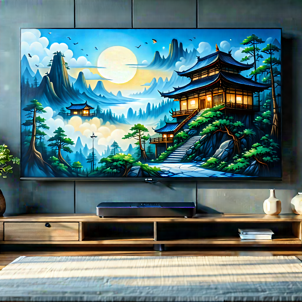 Smart Home Device With Digital Artwork With Large Flat