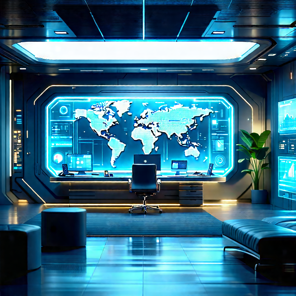 Futuristic Tech Startup Office With Futuristic Room,