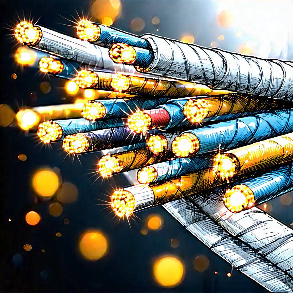 Close-up Of Fiber Optic Cables With Image, There