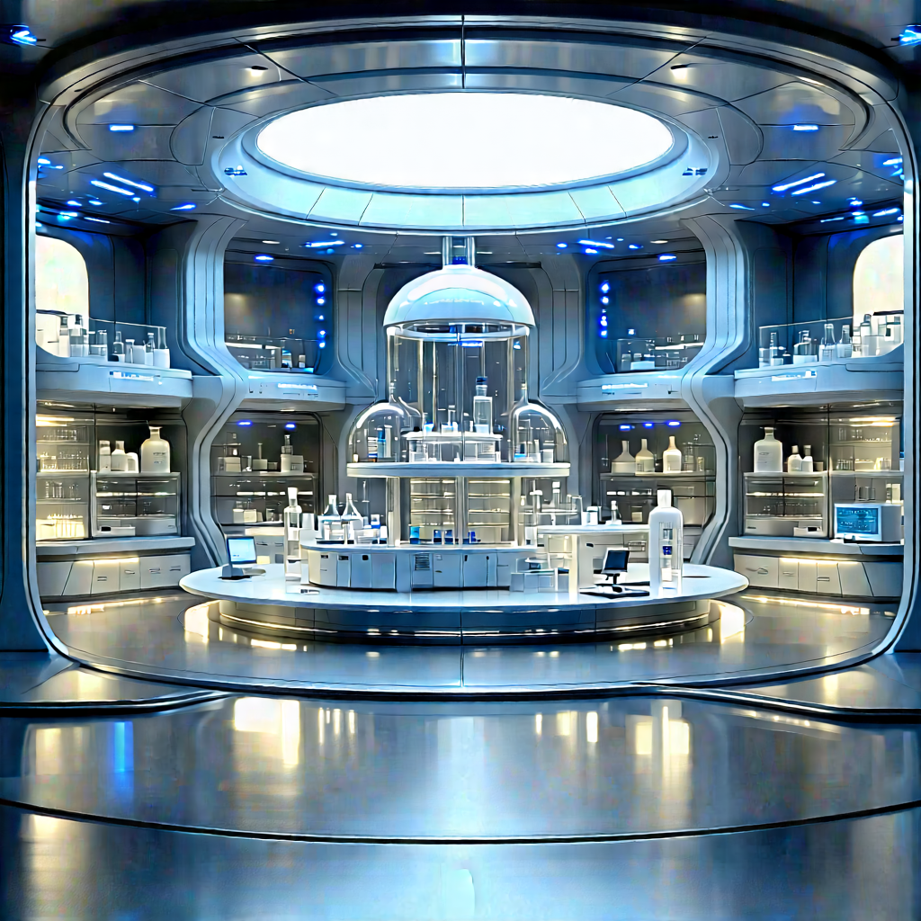 Futuristic Research Laboratory With Image, There