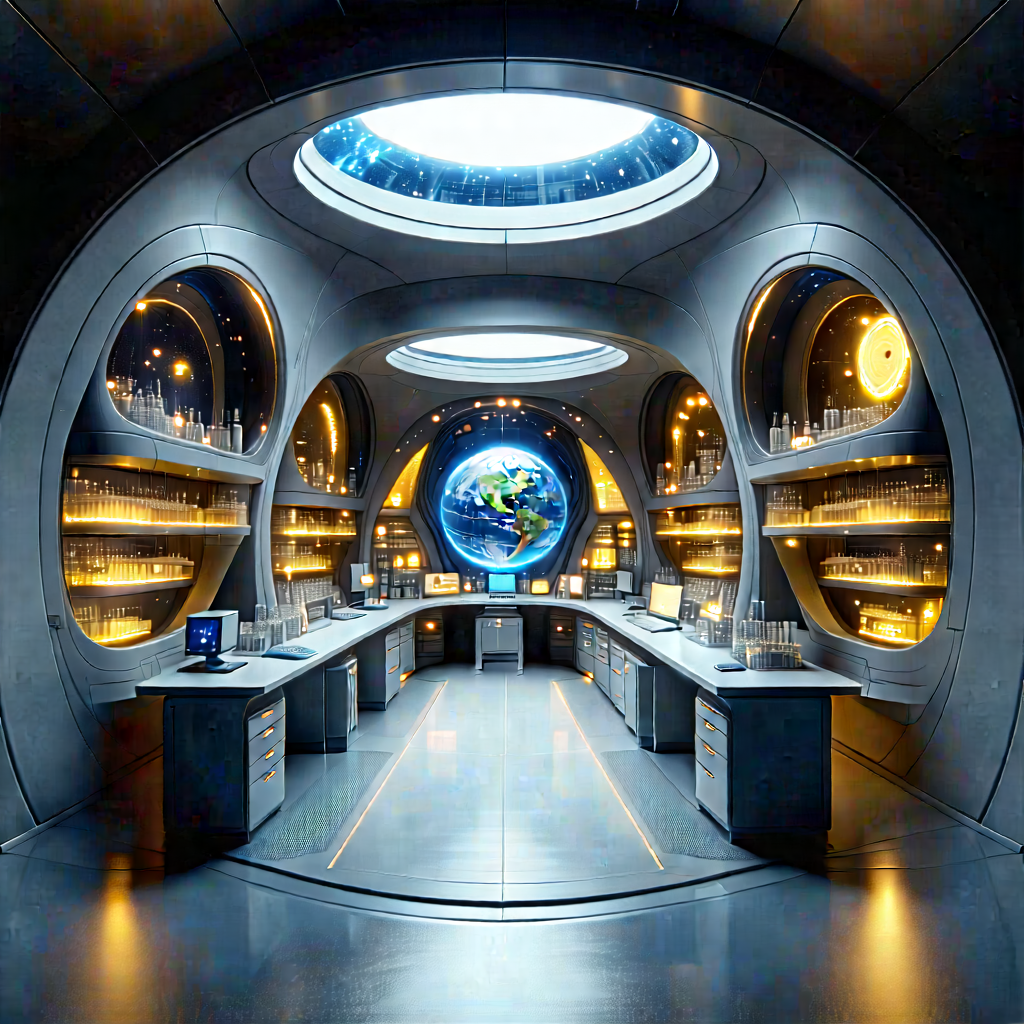 Futuristic Research Laboratory With Image, There