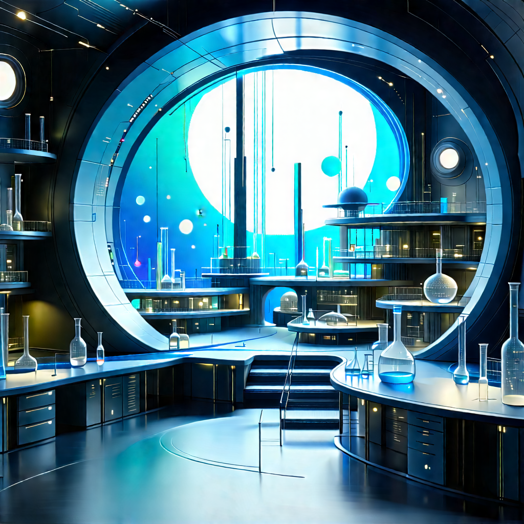 (futuristic:1.23) Research Laboratory With Image, There