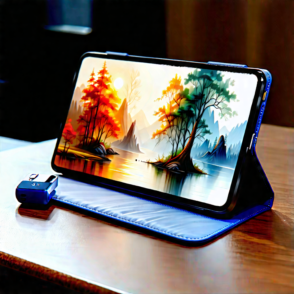 Tablet With Digital Artwork With Cell Phone