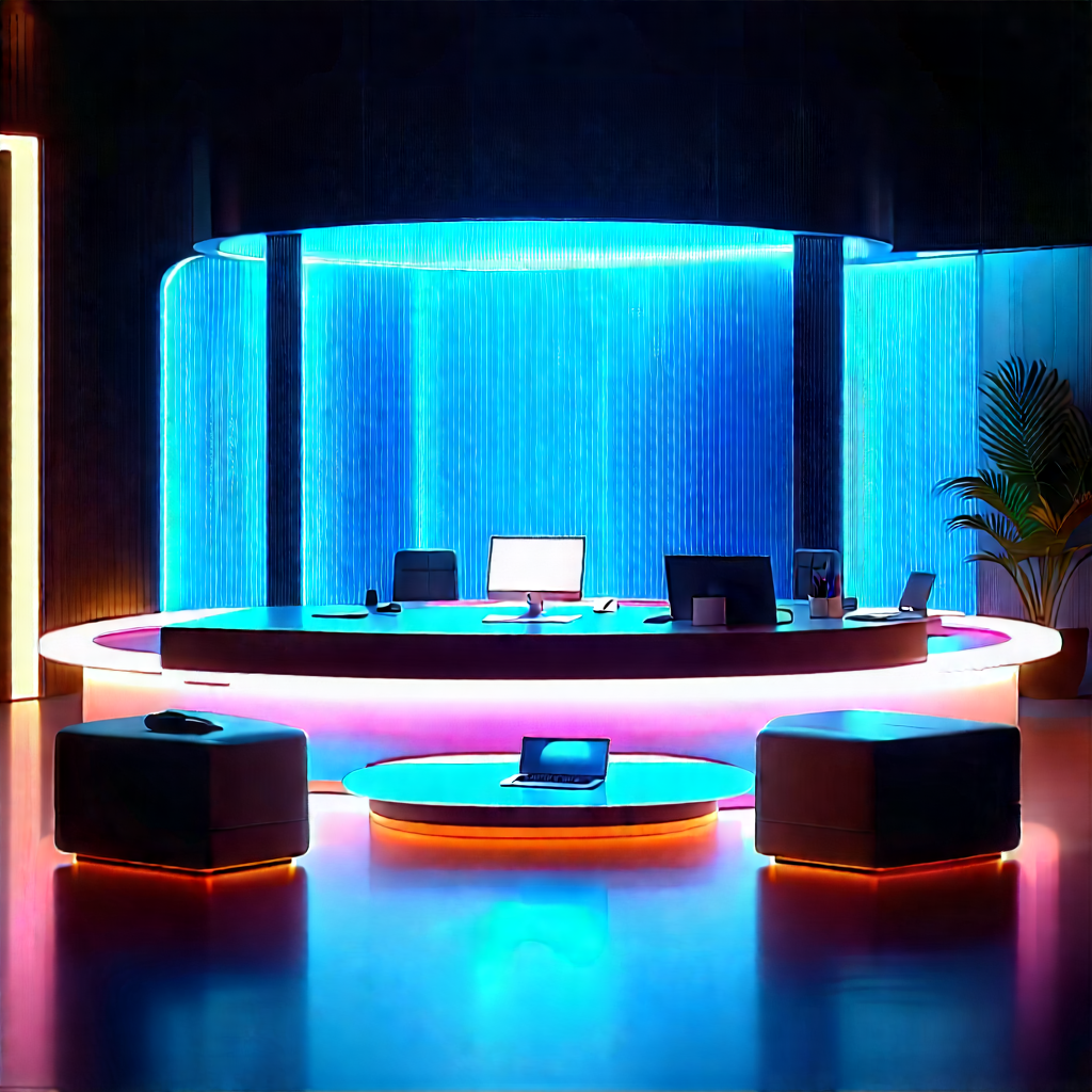 Futuristic Tech Startup Office With Large, Well-lit