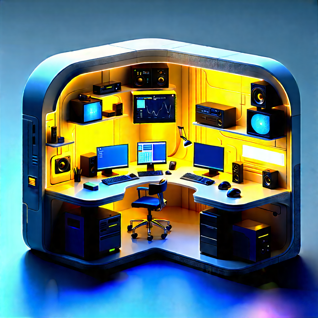 Futuristic Digital Workspace With Image, There