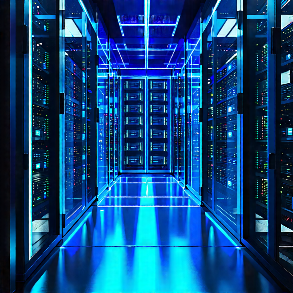 Server rack with neon accents