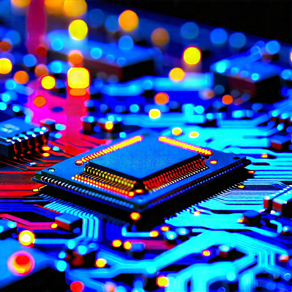 Close-up Of Electronic Circuit With Close-up Computer
