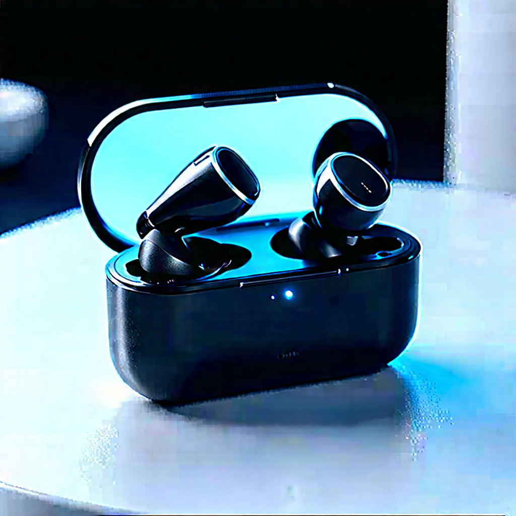 Wireless Earbuds With Holographic Display With Black Case